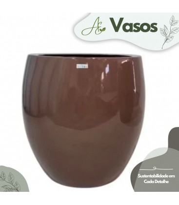 Vaso marrom Pérola M 41cm em Fibra de Vidro - @allanestevespaisagista